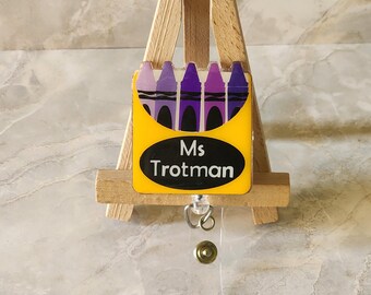 Personalized Teacher Lanyard| ID Holder| Teacher Badge Reel | crayon badge reel | educator Badge reel