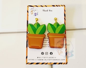 Potted Plant Earrings | Gold Plated, Nickel Free Hooks