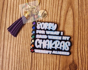 Chakra Keychain, Funny Adulting Keyring, crystals Keychains,