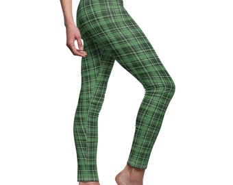 St Patrick's Day Leggings: Irish Green Plaid, Skinny Fit