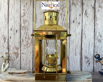 Vintage Brass Ship Cargo Lantern - Polished Finish - Nautical Oil Lamps - Boat Light - Nautical Maritime Decor