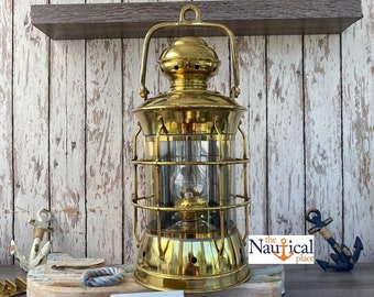14.5" Vintage Brass Ship Masthead Lantern - Polished Finish - Nautical Oil Lamps - Boat Light - Nautical Maritime Decor