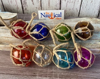 2” Glass Fishing Floats- Nautical Fish Net Buoy Decor - Pink, Orange, Blue, Aqua, Red, Green, Amber, Clear Ball - Christmas Ornaments