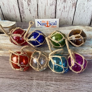 2” Glass Fishing Floats- Nautical Fish Net Buoy Decor - Pink, Orange, Blue, Aqua, Red, Green, Amber, Clear Ball - Christmas Ornaments