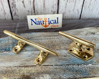 Solid Brass Cleats - Nautical Wall Hooks - Marine Boat Dock Chock - Coat Hanger Handle - Drawer Pull