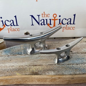 Small or Medium Aluminum Cleat w/ Chrome Finish - Nautical Marine Boat Dock Chock - Hanger Handle Hook