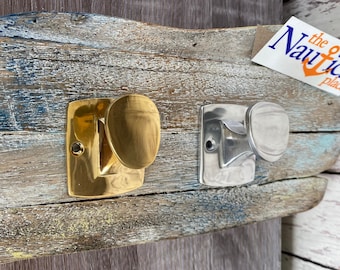 Solid Brass Or Aluminum Single Hook Cleat - Nautical Wall Hooks - Marine Boat Dock Chock - Coat Hanger Handle - Drawer Pull