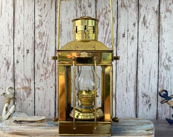 Vintage Brass Ship Cargo Lantern - Polished Finish - Nautical Oil Lamps - Boat Light - Nautical Maritime Decor