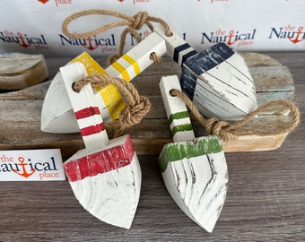 6" Lobster Buoy Float On Jute Rope - Red, Blue, Green, Yellow - Handmade Wooden Nautical Decor - Christmas Tree Ornament