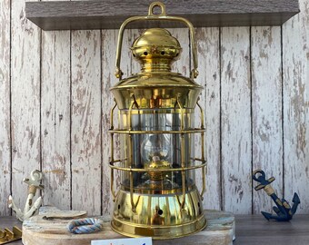 古い豪州オイル灯油停泊舶用ランプ/真鍮全天候マリーンランタン銘板メルボルン海洋博 Brass Trawler Oil Ship Lantern (真鍮トローラーオイルランタン