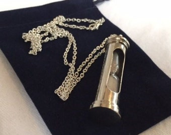 Silver Finish Brass Hourglass Sand Timer w/ Optional 27" Chain & Bag - Miniature Pocket Style Nautical Necklace - Christmas Gift