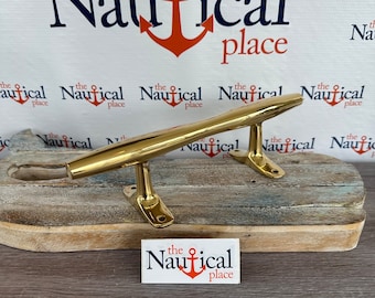 Large 10" Brass Cleat - 2 lbs. - Cabinet Door Or Drawer Pull - Nautical Wall Hook - Boat Dock Bollard