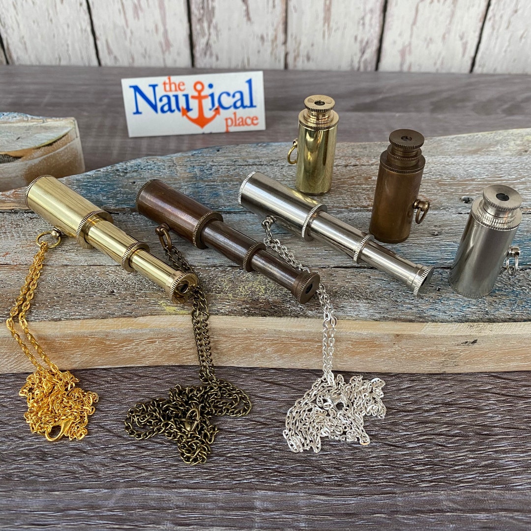 Brass Telescope Necklace Antique, Silver, Gold Finish W/ Optional 27