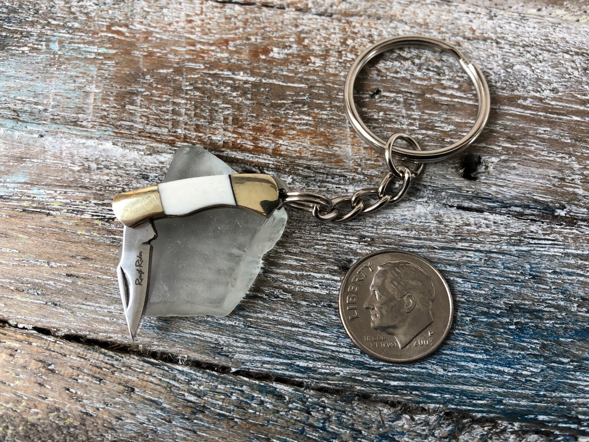 Miniature Pocket Knife w/ Bone Handle & Key Chain Working, Folding