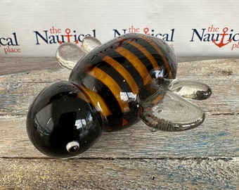 4.5" Glass Bumblebee Figurine - Yellow & Black Accents - Hand Blown Bumble Bee Paperweight