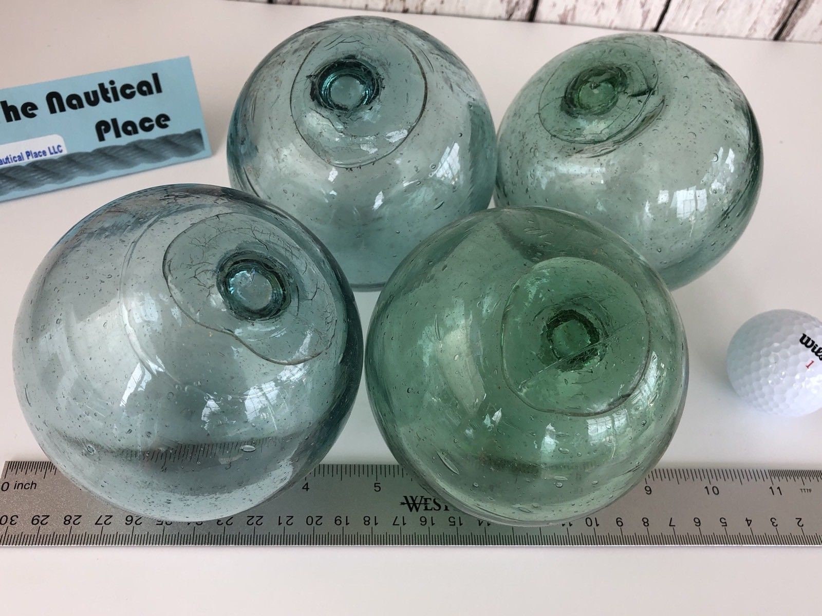 2.5 4 Japanese Glass Fishing Floats Old Vintage Antique Japan