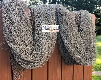 Authentic Fish Net Cut From Real Commercial Fishing Nets - 15 ft x 15 ft  HEAVY Knotted - Used Fishing Net Reclaimed From Fishermen