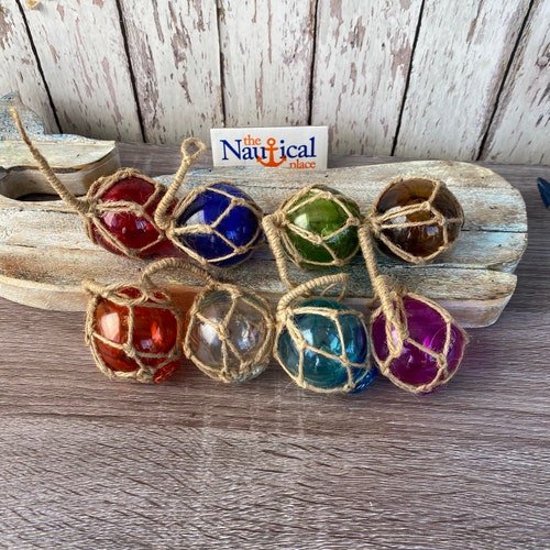 2 Cobalt Blue Glass Fishing Floats Nautical Coastal Etsy