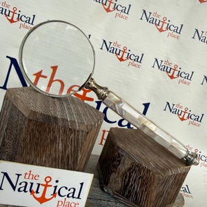 9" Brass Magnifying Glass w/ Mother of Pearl Handle - Hand Held Magnifier - Vintage Style Page Reader