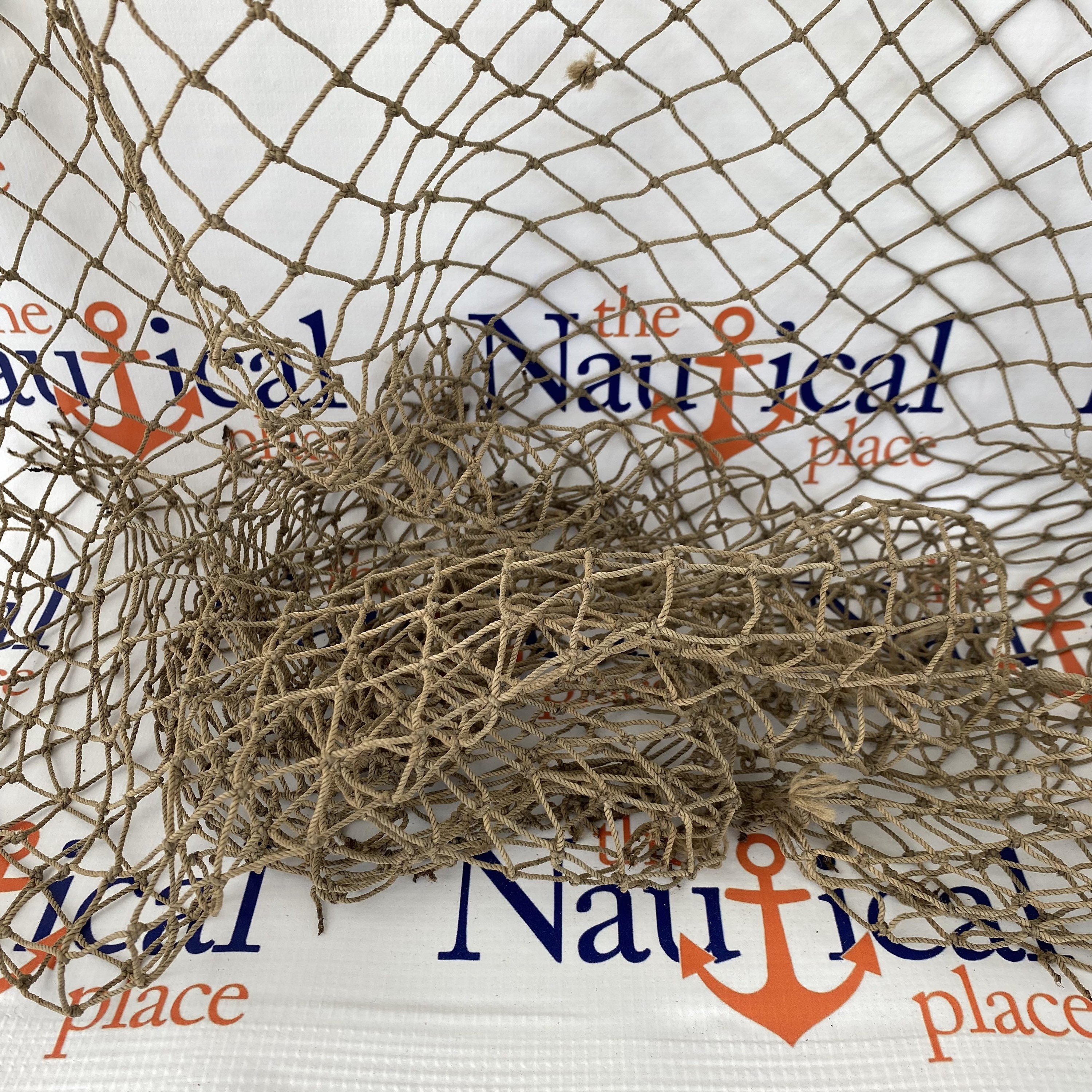 Old Used Fishing Net - 2 ft x 2 ft Knotted - Vintage Fish Netting -  Nautical Maritime Beach Room Decor - Hermit Crab Climbing Hammock