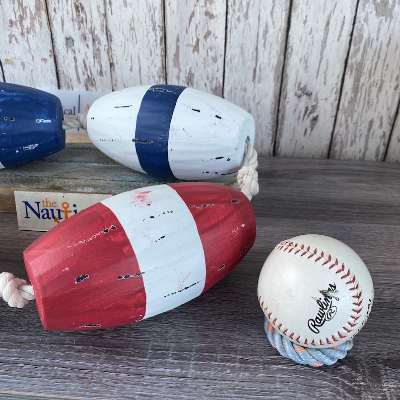 4 Large Wood Fishing Floats on Rope Fish Net Buoys - Etsy