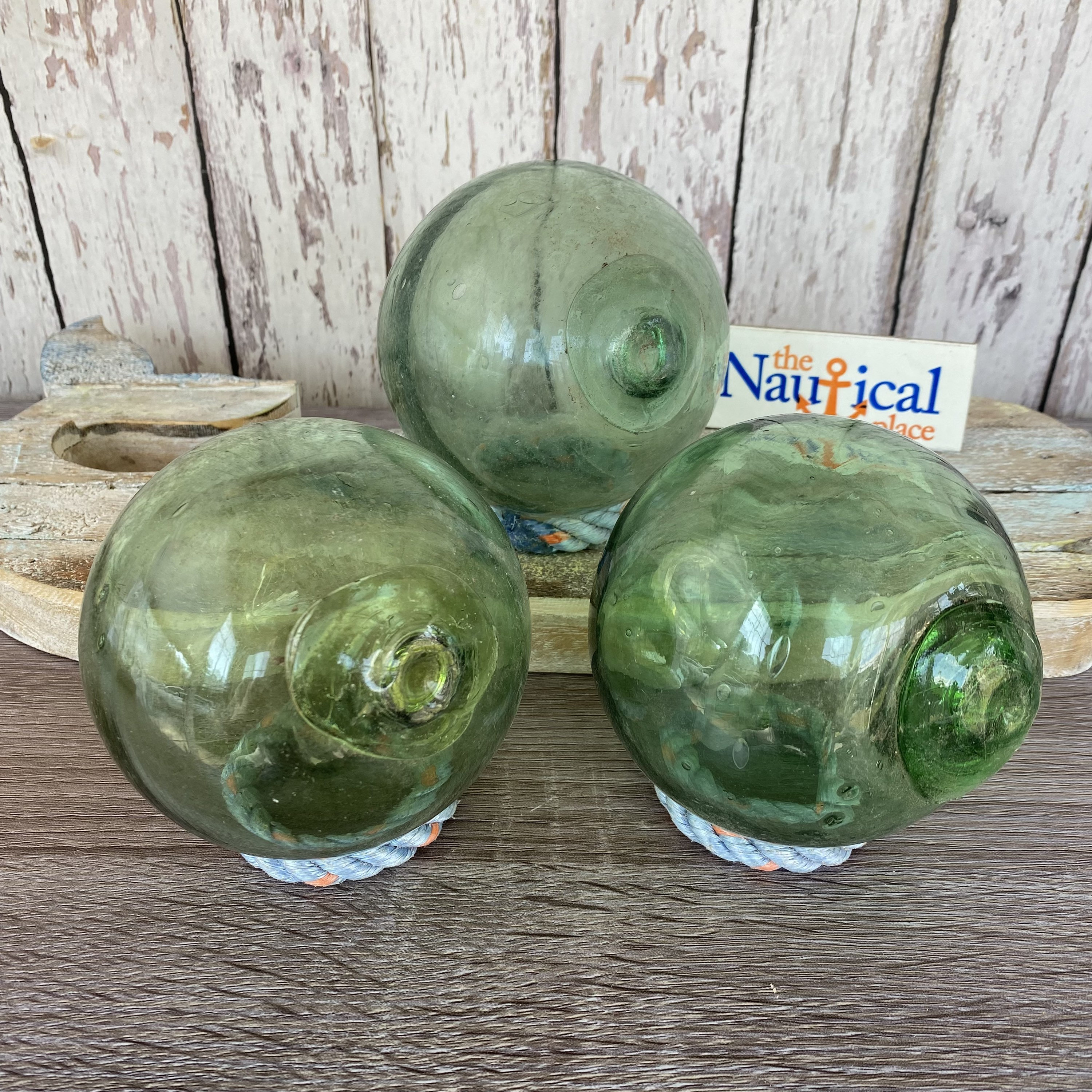 Japanese Glass Fishing Floats, 4 Softball Size, Authentic Glass