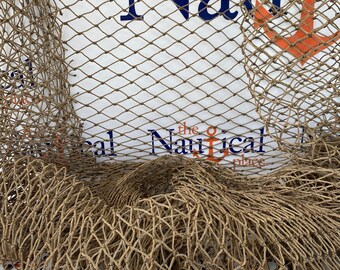 Authentic Fish Netting - 10 ft x 10 ft Knotted - Vintage Fish Net -  Reclaimed Old Fishing Net - Real Used Fishermans Net