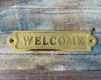Nautical Welcome Sign - Solid Brass - Nautical Decor - Wall Plaque - Boat Cabin Door