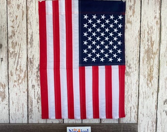 American Garden Flag - Embroidered - 12" x 18" Nylon w/ Sleeve - Sewn Stars - United States of America - Small USA Banner - Handmade