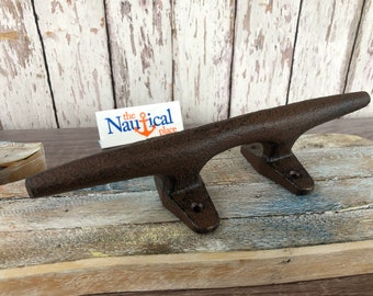 10" Large Cast Iron Cleat - Cabinet Door Handle, Drawer Pull - Nautical Decor - Boat Dock Chock - Towel, Coat Wall Hanger