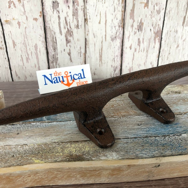 10" Large Cast Iron Cleat - Cabinet Door Handle, Drawer Pull - Nautical Decor - Boat Dock Chock - Towel, Coat Wall Hanger