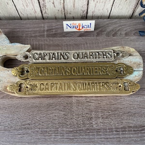 Cast Iron Captains Quarters Wall Plaque Sign Nautical Beach Decor