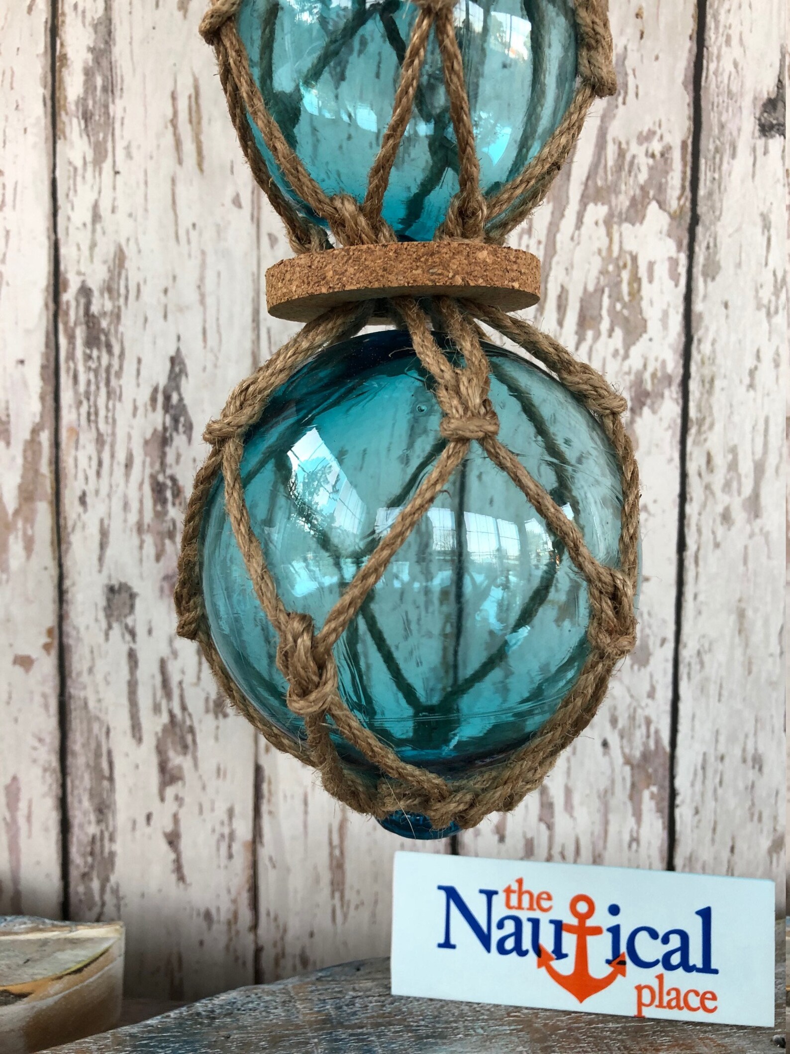3 Aqua Glass Fishing Floats on Rope Light Blue Turquoise - Etsy