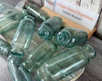 Japanese Glass Rolling Pin Floats, Authentic Japan Buoys Once Used On Fishing Nets, Aquas & Greens - Single, Set 5 or 10