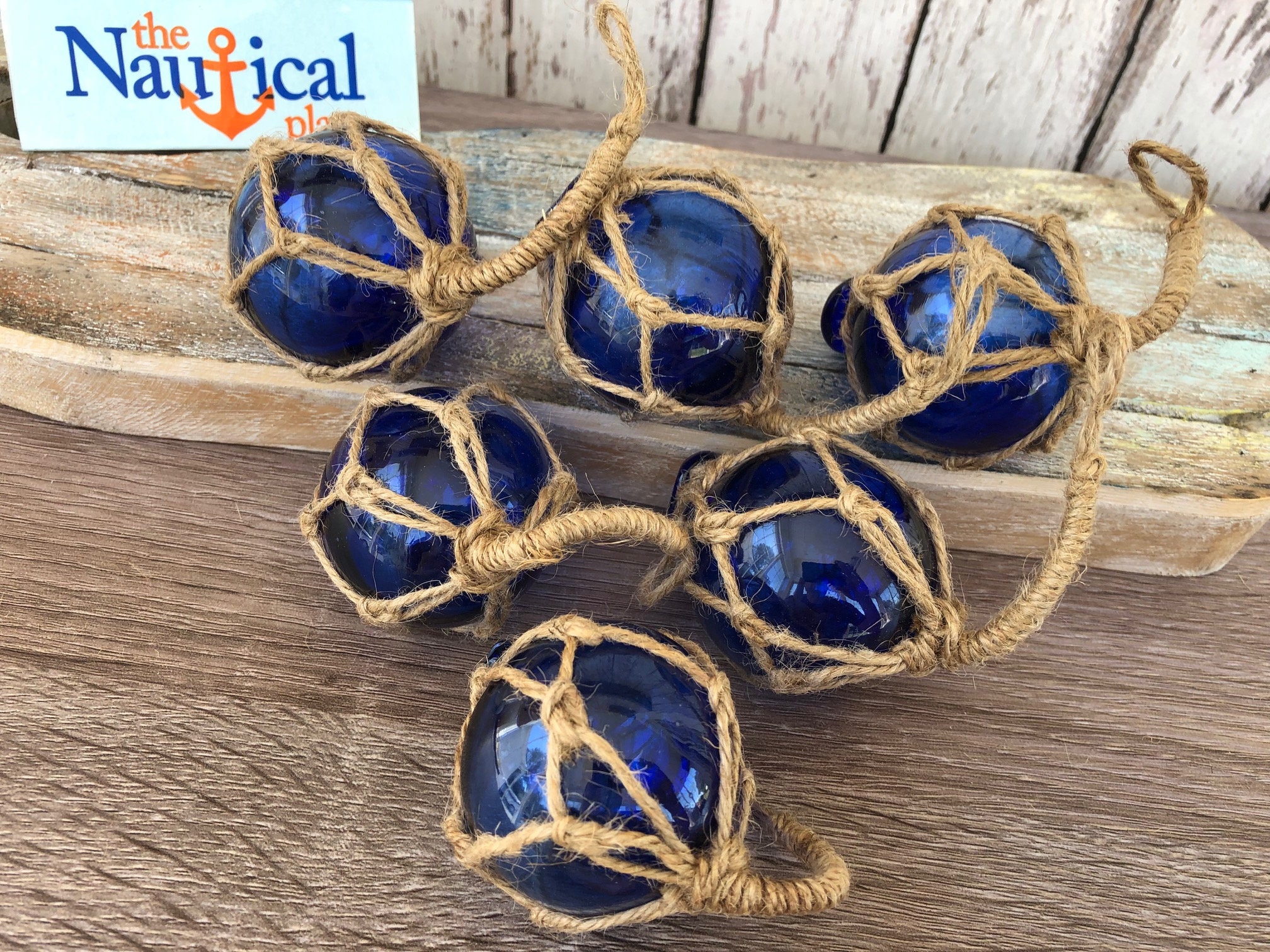 3" Blue Glass Fishing Float ~ Fish Net Buoy Ball ~ Nautical Maritime Decor 