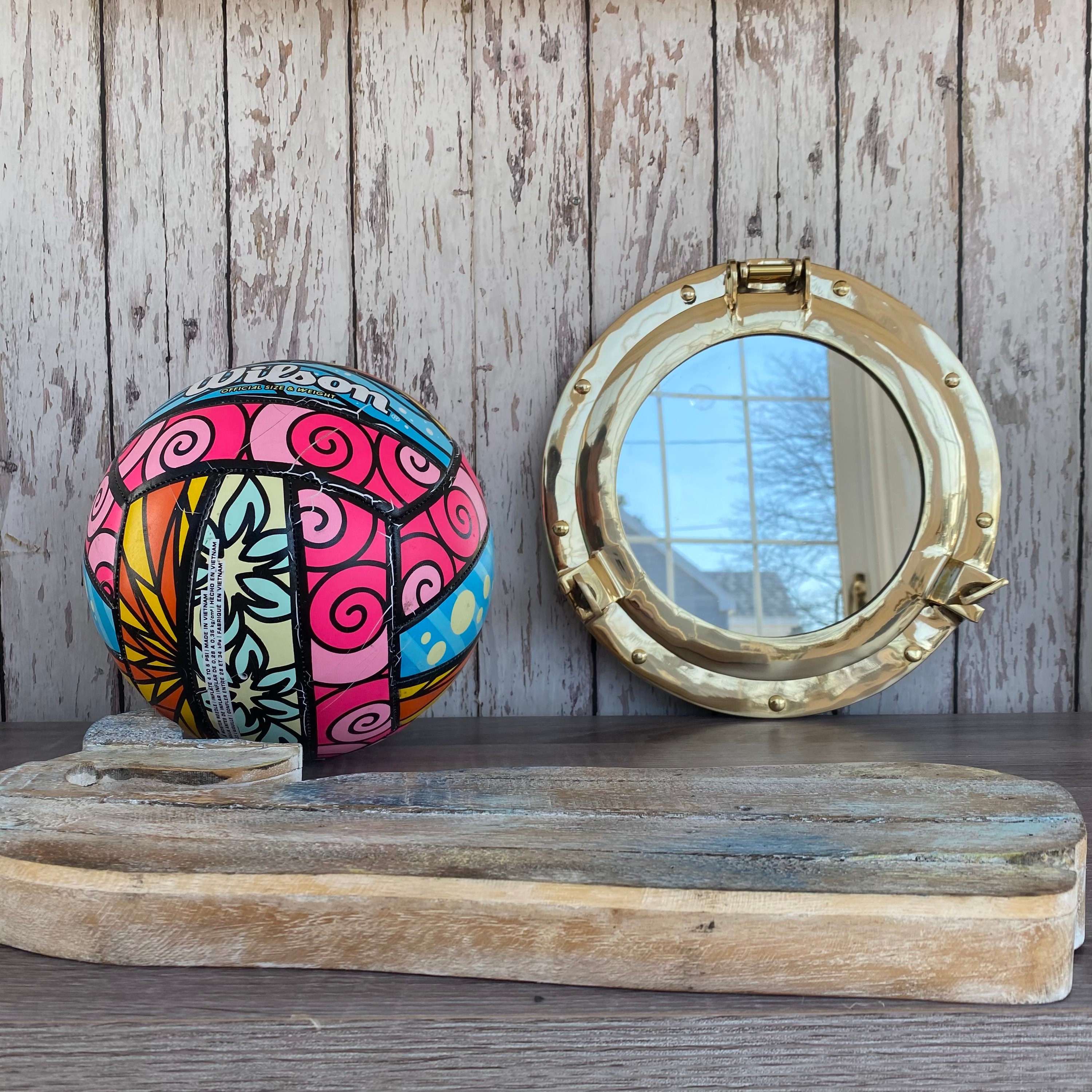 11 Brass Porthole Mirror, Polished Finish Nautical Wall Mirror Decor