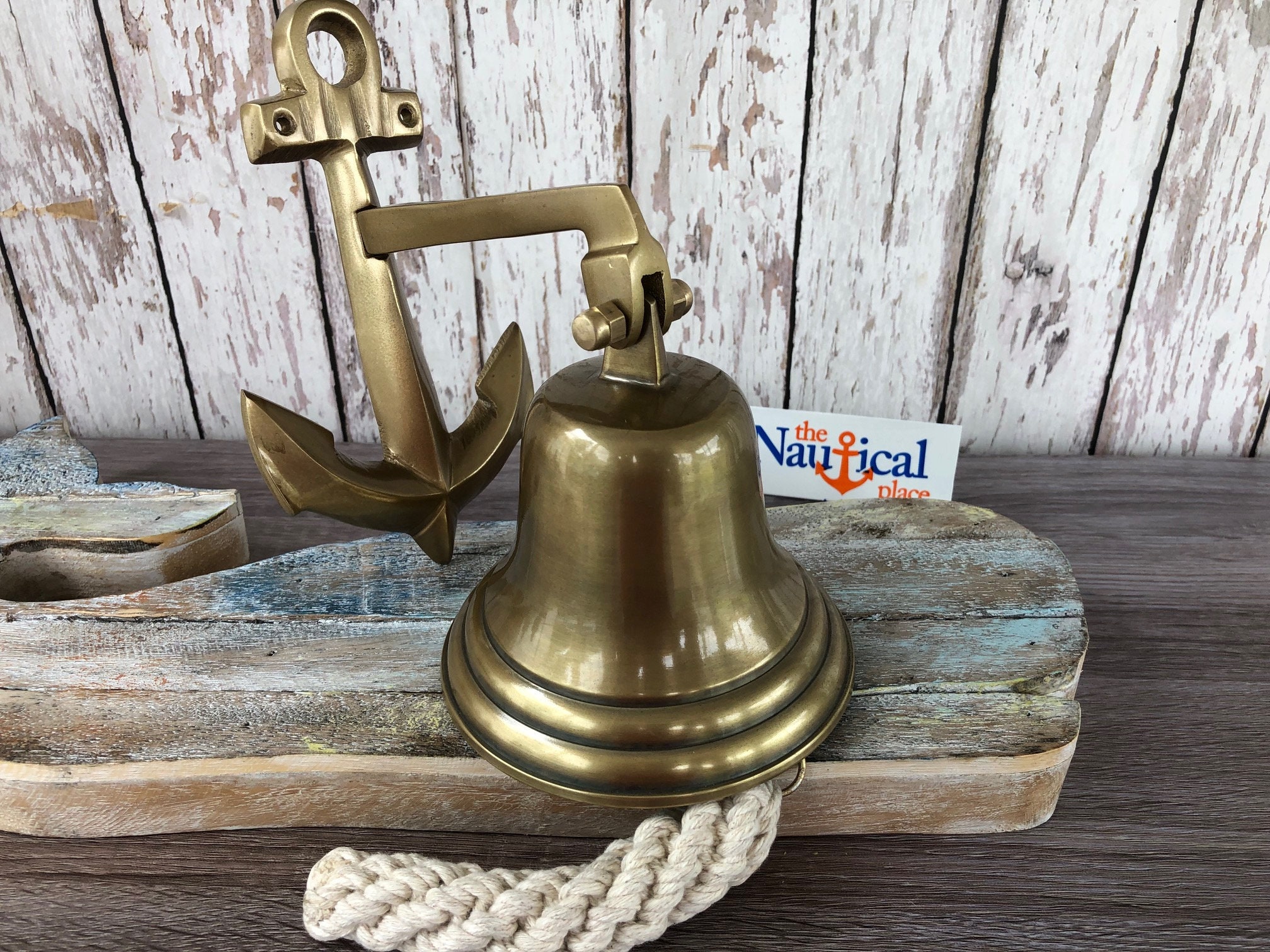 4 Inch Solid Brass Hanging Wall Bell with Rope for Ringing - Fully  Functional Nautical Decoration, Wall Mountable, Loud Ring, Gold Color