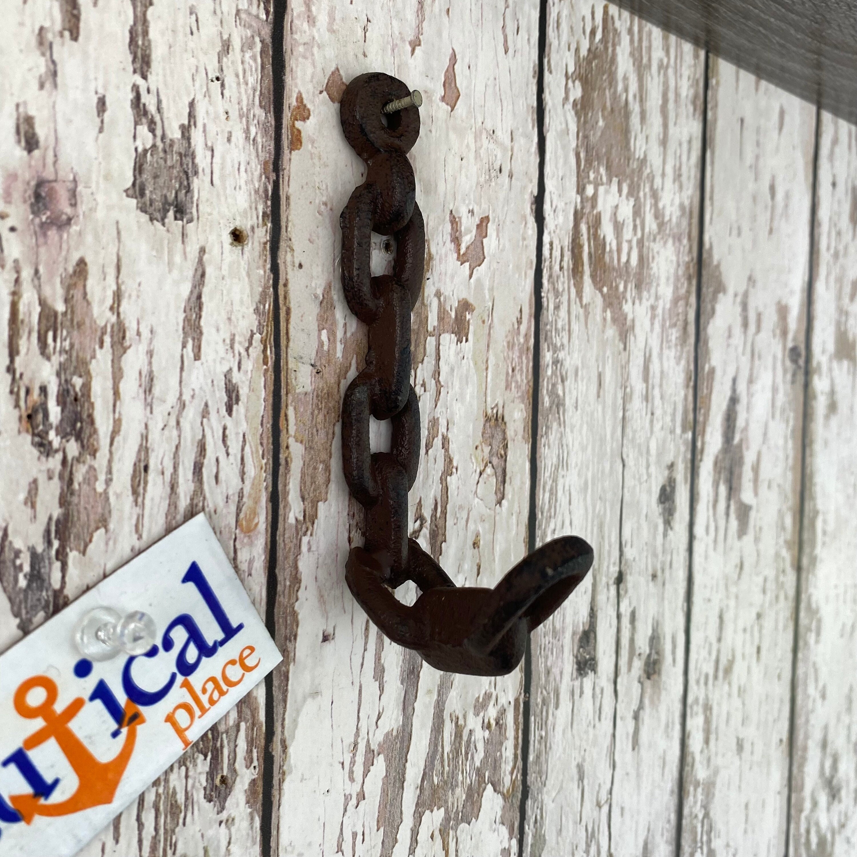Cast Iron Chain Link Hook Towel Hanger Coat, Hat, Key Rack