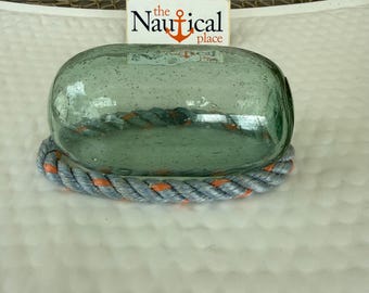 Japanese Glass Fishing Float, 4.25" Sausage Roller, Authentic Fish Net Buoy From Japan