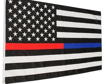 3' x 5' Thin RED & BLUE Line American Flag - Fire Fighter Firefighter - Police