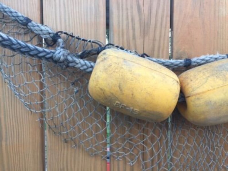 4 X Authentic Used Fishing Net Floats on Rope Old Vintage Etsy