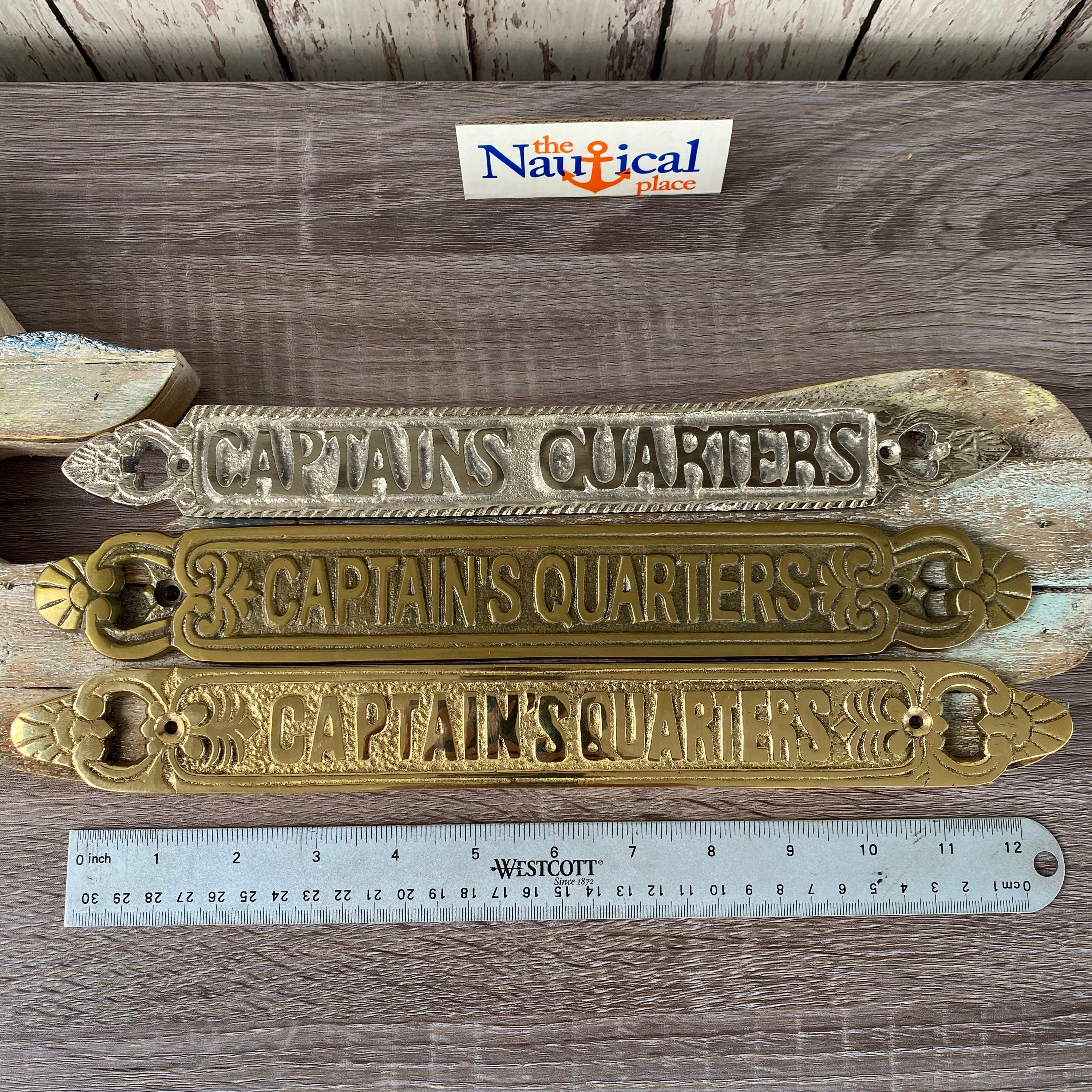 Nautical Door Signs - Captain's Quarters - Solid Brass, Antique, or Chrome  Finish - Nautical Decor Wall Plaque - Boat Cabin