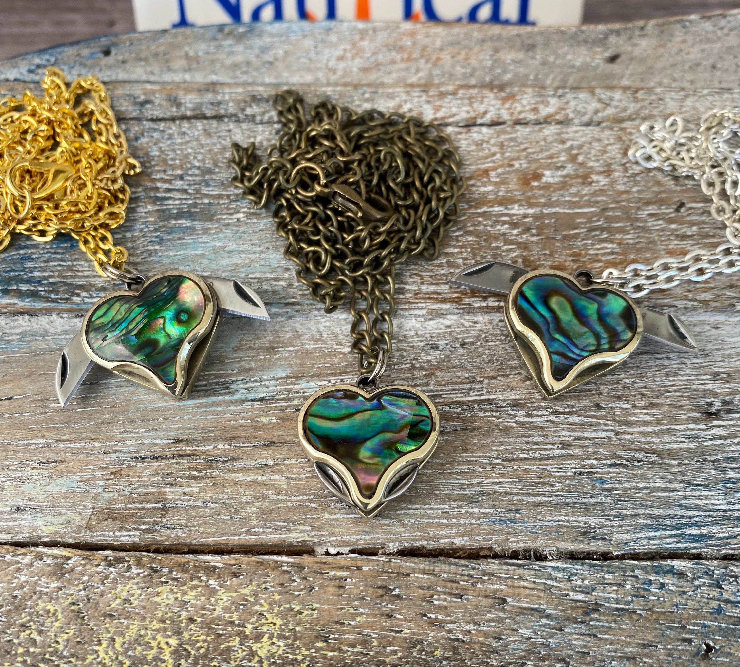 Abalone shop heart necklace