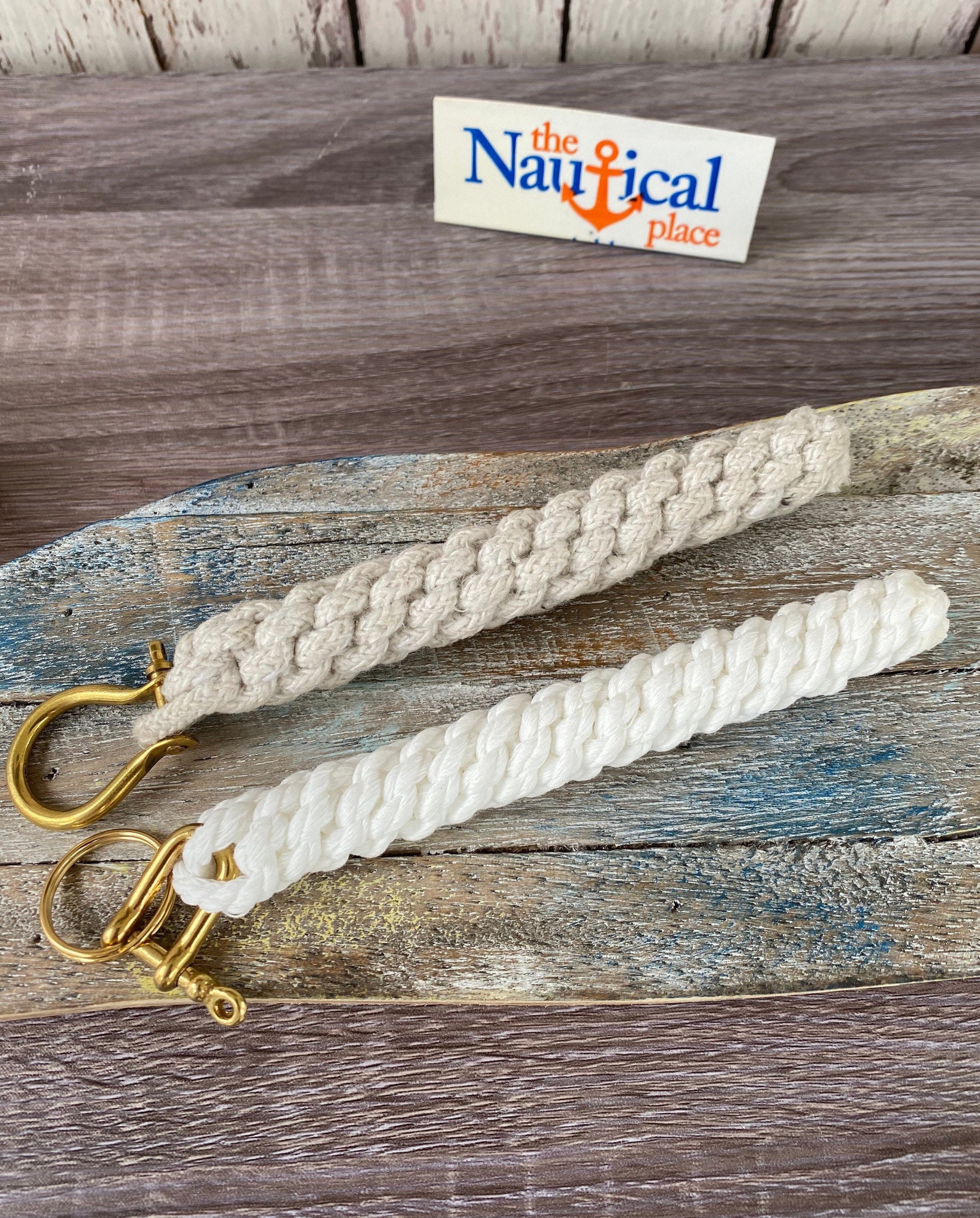 Rope Bell Pull w/ Brass Shackle Braided Knot Lanyard Hand Tied