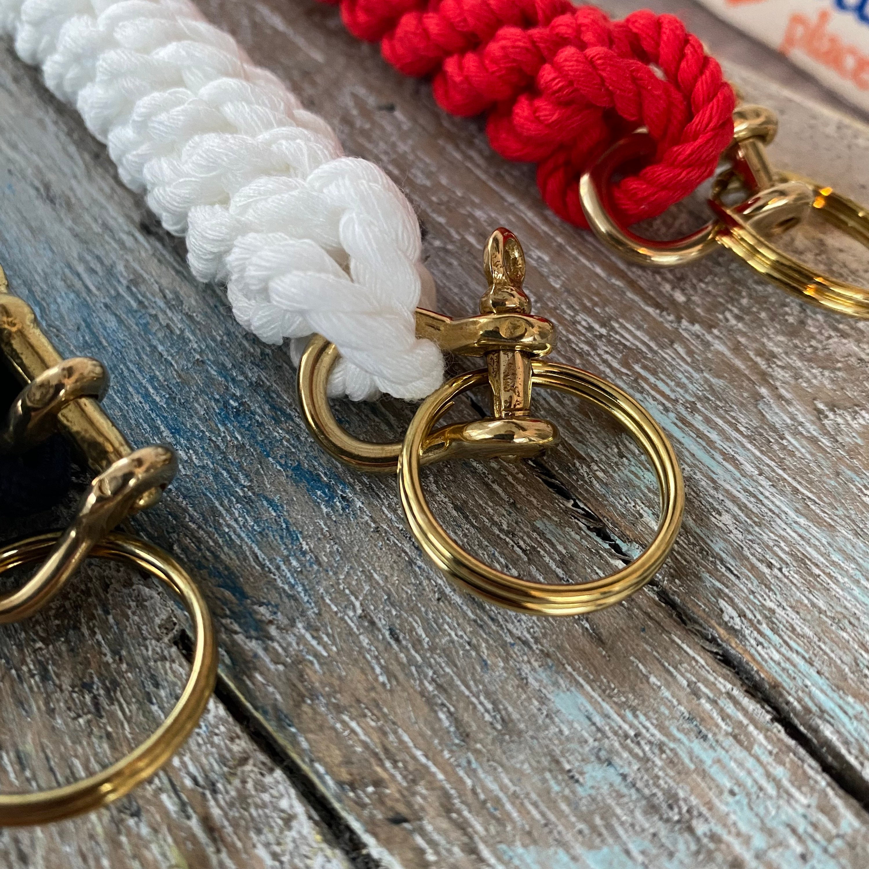 Rope Bell Pull w/ Brass Shackle Braided Knot Lanyard Hand Tied