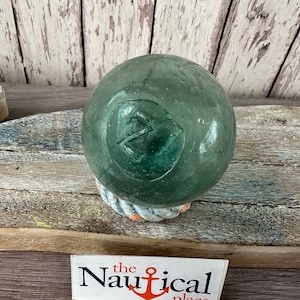 Japanese Glass Fishing Float, Very Old &quot;Z&quot; Mark, Authentic Fish Net Buoy From Japan