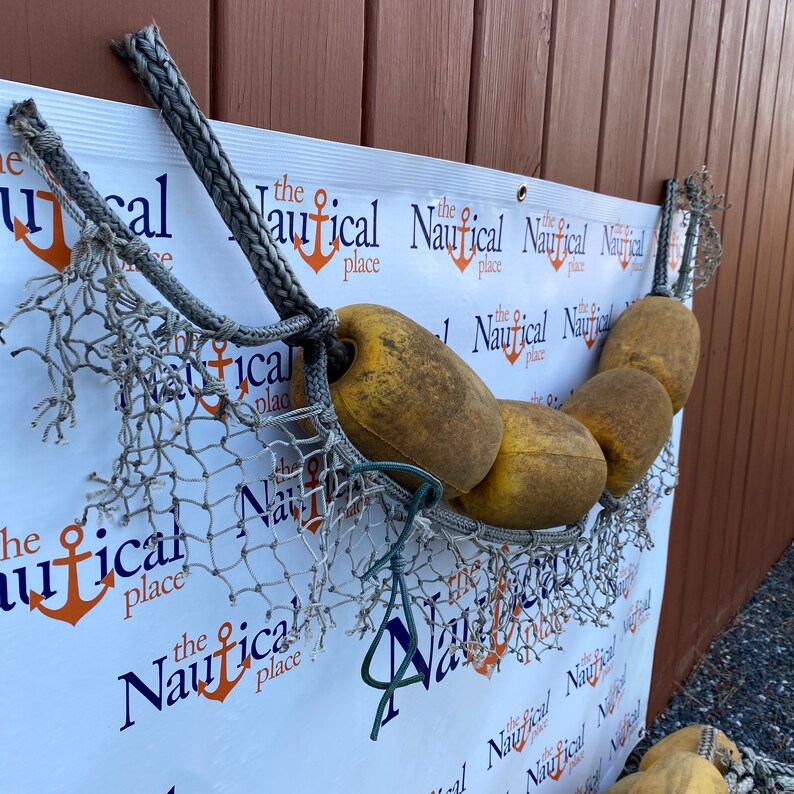 Authentic Used Fishing Net Floats on Rope 42 Long Set of 4 Etsy