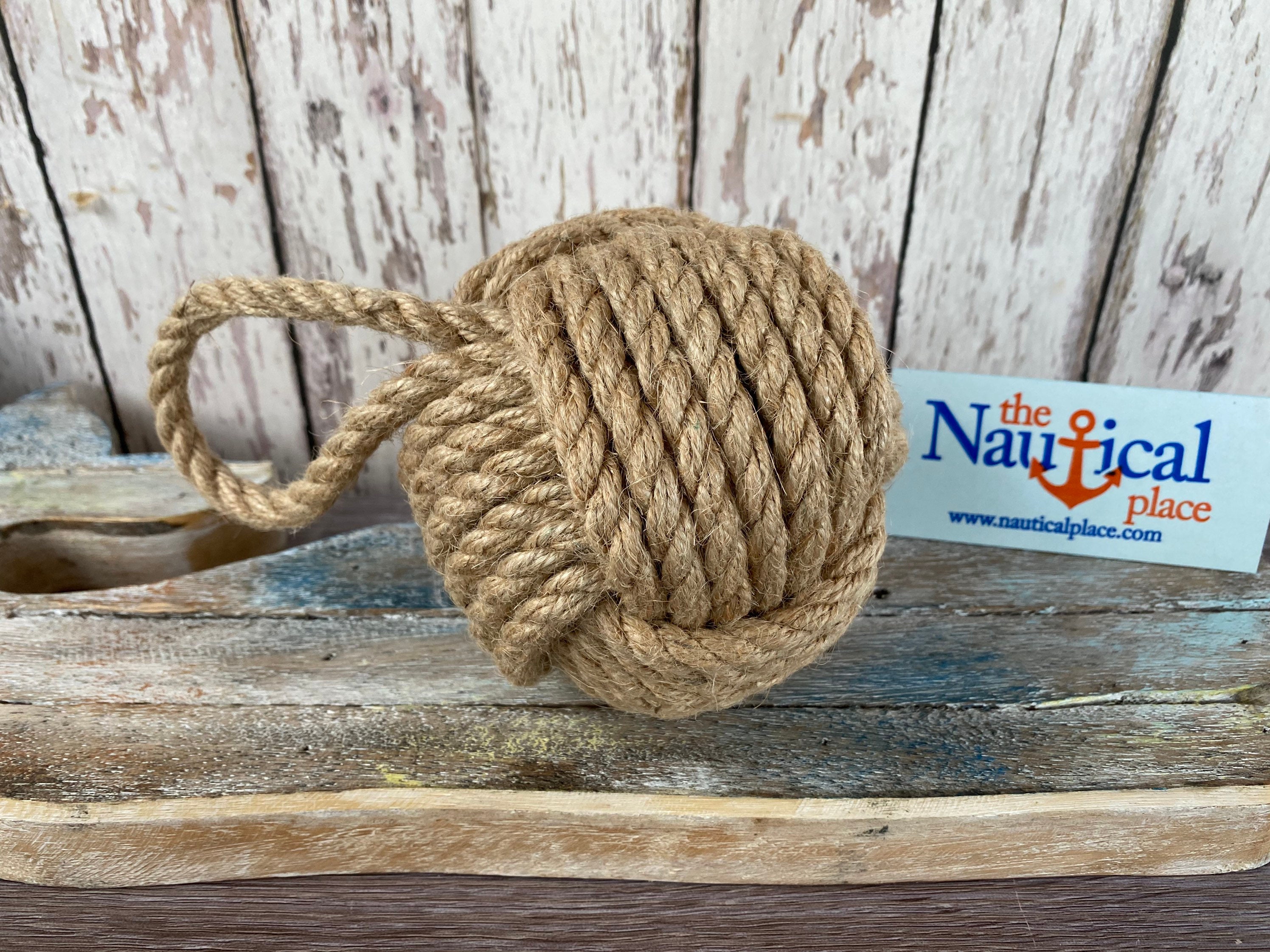 3.5 - 4 Monkey Fist Knot Ball w/ Hanger Loop - Handmade Jute Rope Sailor  Knot - Blue, Natural Tan, White, Gray - Nautical Decor For Bowls