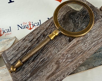 5.5" Brass Magnifying Glass - Antique Finish Hand Held Magnifier - Vintage Style Page Reader - Henry Hughes London