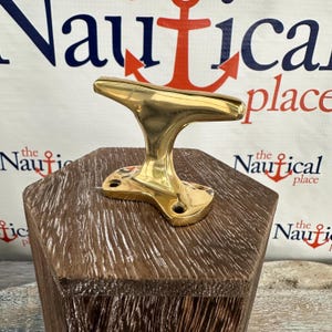 Small Brass Cleat - Nautical Wall Hook - Marine Boat Dock Chock - Hanger Handle - Coat, Hat, Keys - Drawer Pull